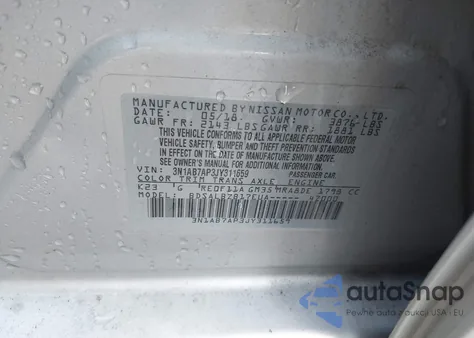 2018 Nissan Sentra S/Sv/Sr/Sl z USA, uszkodzony, nr VIN 3N1AB7AP3JY311659